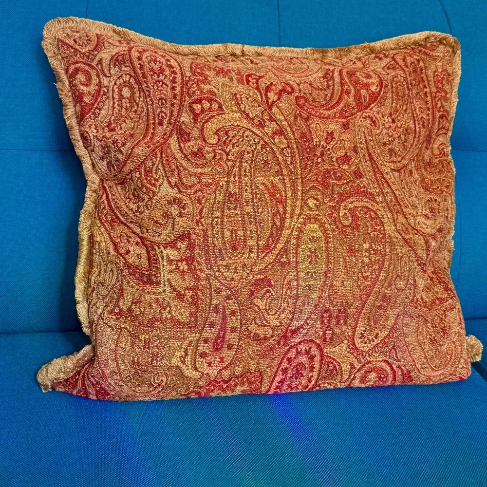 Restoration Hardware Italian paisley tapestry fringe pillow sham